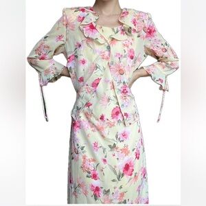 Floral Elegance Midi Dress and Matching Jacket